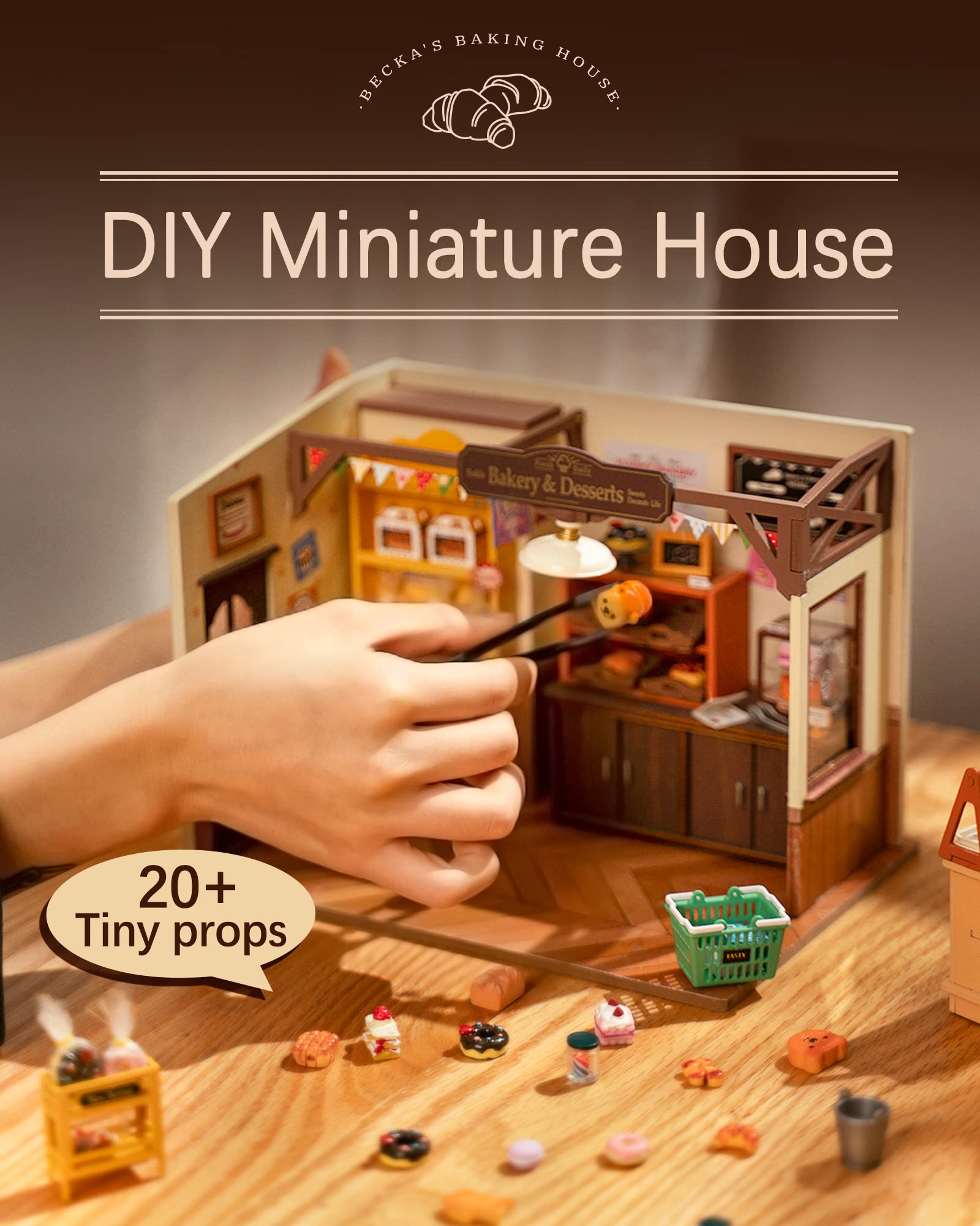Rolife Miniature House Kit for Beginners-1:20 DIY Miniature Dollhouse Kit with LED Lights-Tiny House Crafts for Adults-Birthday Gifts Hobbies for Women and Men