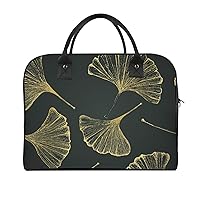 Golden Ginko Leaf Large Crossbody Bag Laptop Bags Shoulder Handbags Tote with Strap for Travel Office