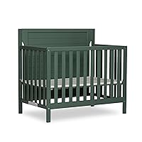 Bellport 4 in 1 Convertible Mini/Portable Crib In Safari Green, Non-Toxic Finish, Made of Sustainable New Zealand Pinewood, With 3 Mattress Height Settings, 40