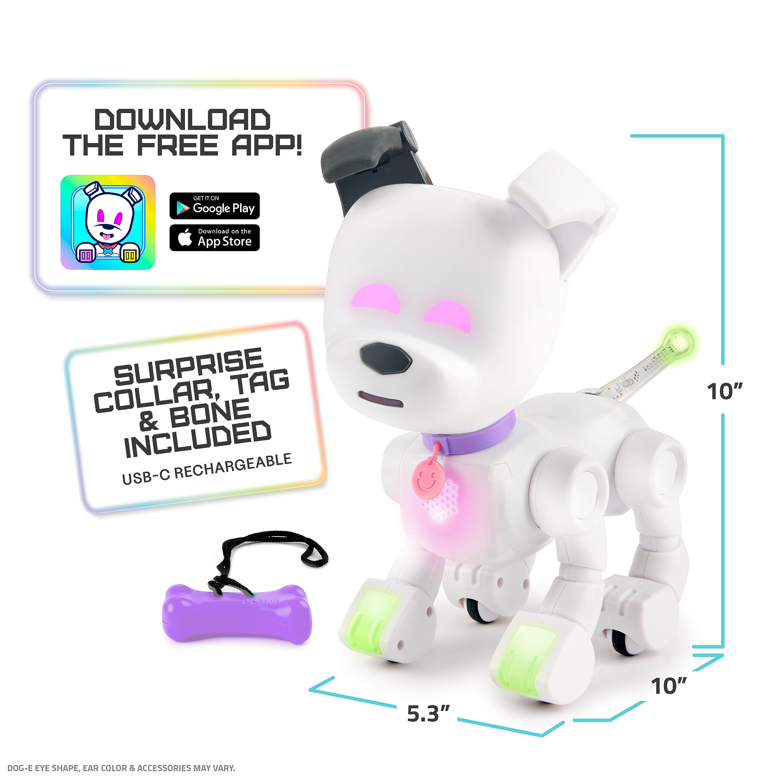 DOG-E by MINTiD Interactive Robot Dog with Colorful LED Lights, 200+ Sounds & Reactions, App Connected (Ages 6+)