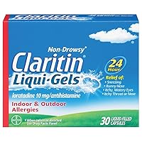 Claritin Liqui-Gels 24 Hour Allergy Relief, Non-Drowsy Allergy Medicine, Loratadine Antihistamine Capsules, 30 Count