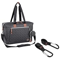 Dikaslon Diaper Bag Tote with 2 Pack Stroller Hooks, Pacifier Case and Changing Pad, Large Travel Diaper Tote for Mom and Dad, Multifunction Baby Bag for Boys and Girls