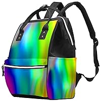 Neon Waves Iridescent Background Diaper Bag Backpack Baby Nappy Changing Bags Multi Function Large Capacity Travel Bag