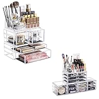 Makeup Organizer 3 Pieces Acrylic Cosmetic Storage Drawers Organizer for Vanity and Bathroom, Makeup Storage Organizer for Bathroom Countertop and Dresser