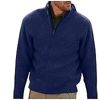 Men's Sweaters Quarter Zip Pullover Solid Color Basic V Neck Loose Knit Jumper Casual Comfort Sweater Pullovers