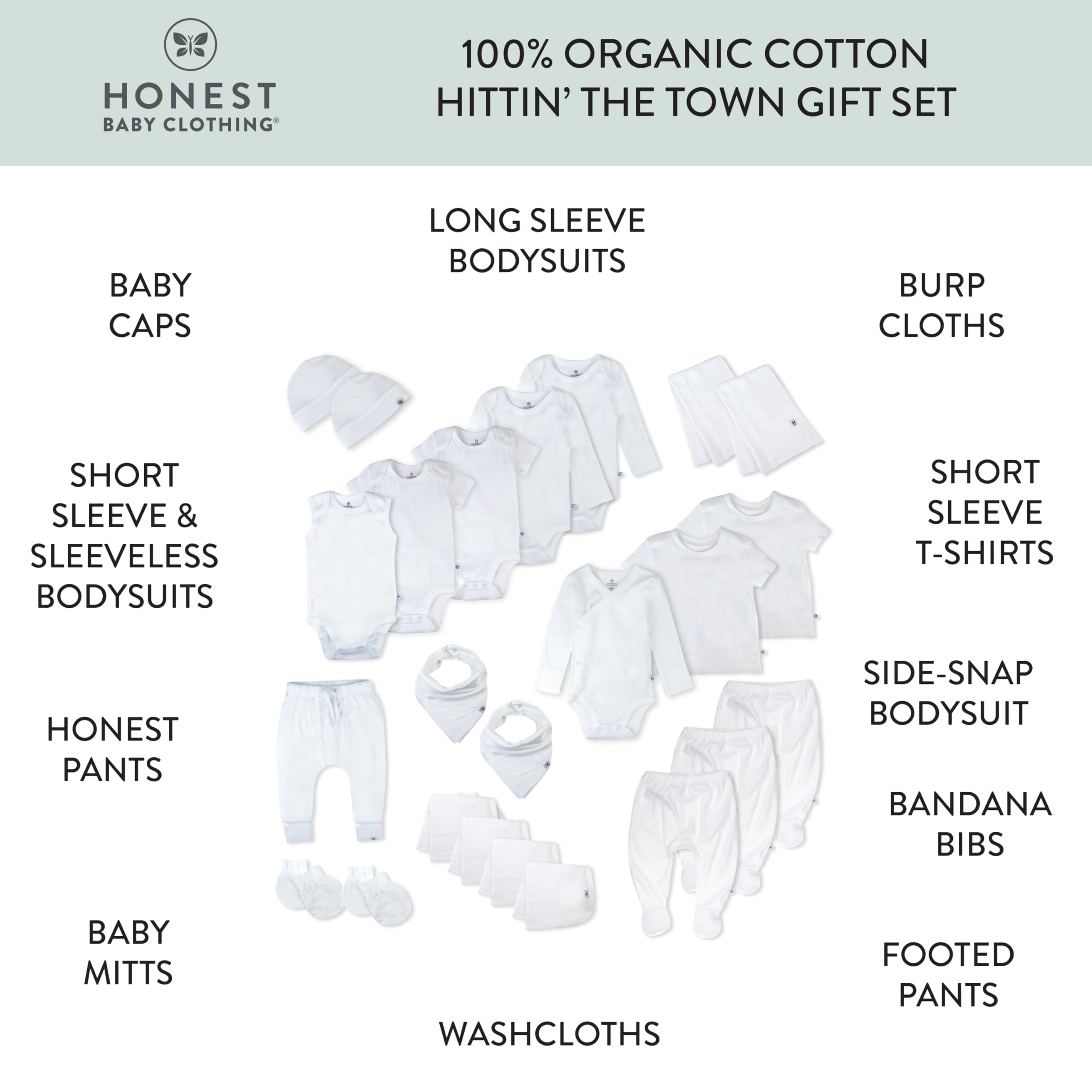 HonestBaby Multipack Gift Sets 100% Organic Cotton for Newborn Infant Baby Boys, Girls, Unisex