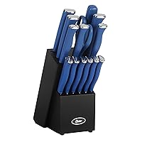 Langmore 15 Piece Stainless Steel Cutlery Knife Block Set W/Black Box – Classic Blue Handles