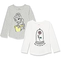 Amazon Essentials Disney | Marvel | Star Wars | Frozen | Princess Girls and Toddlers' Long-Sleeve T-Shirts, Pack of 2