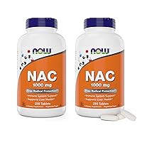 Foods NAC 1000 mg, 250 Tablets (Pack of 2), N-Acetyl-Cysteine Supplement 1000mg per Tab - Vegetarian, Non-GMO