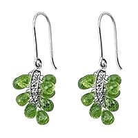 Peridot Natural Gemstone Drop Shape 10K, 14K, 18K White Gold Uniqe Drop Dangle Earrings