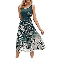 My Orders Dresses for Women 2024 Trendy Summer Beach Cotton Sleeveless Tank Dress Wrap Knot Dressy Casual Sundress with Pocket Today(2-Dark Green,X-Large)