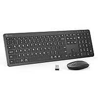 iClever GK08 Wireless Keyboard and Mouse - Rechargeable Wireless Keyboard Ergonomic Full Size Design with Number Pad, 2.4G Stable Connection Slim Keyboard and Mouse for Windows, Mac OS Computer