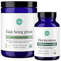 Hormone Balance & Greens Powder Bundle: Support Skin, Mood, Energy, Cordyceps & Acerola Cherry + 20+ Superfood Greens Blend - Citrus Flavor, 30 Servings