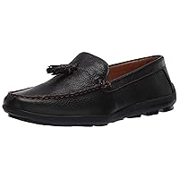 Driver Club USA Unisex Kids Boys/Girls Leather Driving Loafer with Tassle Detail, Black Grainy, 13.5 M US Little