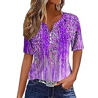 Cute Tops for Women,Short Sleeve Tops for Women Sexy V Neck Button Boho Tops for Women Going Out Tops for Women