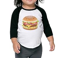 Cheeseburger Children 3/4 Sleeve Raglan Sleeves Baseball Jerseys Black