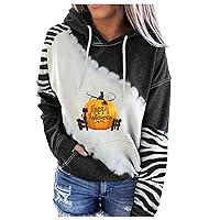 Cute Sweatshirts For Women Fashion Women's Hooded Color Matching Halloween Printed Sweater Top