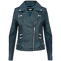 Ladies Retro 100% Nappa Leather Biker Jacket