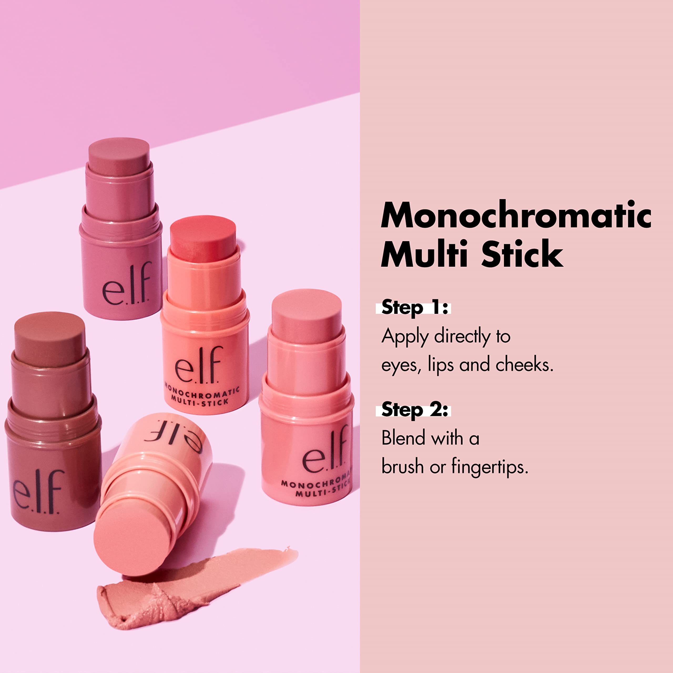 e.l.f. Monochromatic Multi Stick, Luxuriously Creamy & Blendable Color, For Eyes, Lips & Cheeks, Vegan & Cruelty-Free, Bronzed Cherry, 0.155 Oz
