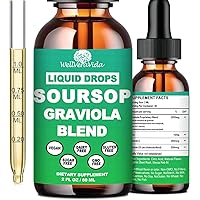 Organic Soursop Graviola Liquid Drops, 2000mg of Soursop Leave and Fruit Extract w/Vitamin C D3 and Zinc, Soursop Bitter Liquid for Cell Support & Reneration, Immune Boost, Antioxidant & Sleep