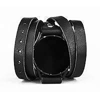 Leather multi wrap band 20mm 22mm Compatible with Samsung Galaxy Watch Classic Active and other Smart watches with a classic lug, Handmade UA 2860 (other colors & sizes)