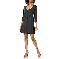 Lucky Brand Womens Long Sleeve Scoop Neck Tiered Cami Dress
