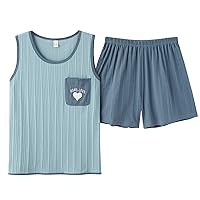 Vopmocld Big Girl's Tank Top and Shorts Cotton Pajama Set Teens Cute Heart Shape Sleepwear Kids Clothes PJS