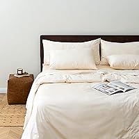 LA Jolie Muse 100% Cotton Sheets for Queen Size Bed, 300 Thread Count Luxury, Extra Soft, Cooling Bed Sheets, Deep Pocket Up to 15