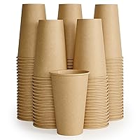 LITOPAK 100 Pack 16 oz Kraft Paper Cups, Disposable Coffee Cups, Disposable Drinking Cups, Hot Coffee Cups, and Paper Coffee Cups for Water, Coffee, Juice, and Milk.