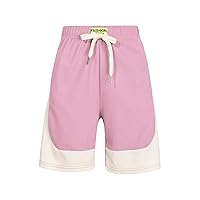Kids Color Block Athletic Shorts with Pockets Girl Running Quick Dry Booty Shorts Boy Workout Basketball Sportswear