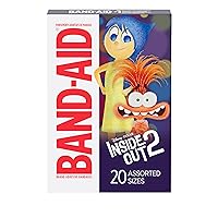 Band-Aid Brand Adhesive First Aid Bandages for Minor Cuts & Scrapes, Wound Care Featuring Disney Pixar's Inside Out Characters, Fun Bandages for Kids & Toddlers, Assorted Sizes, 20 Ct