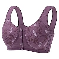 Daisy Bras for Women 2024 Seamless Front Close Button Cotton Bras Comfortable Full Support Wide Back Wireless Bralettes