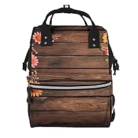 Diaper Bag Backpack Flowers and wooden Maternity Baby Nappy Bag Casual Travel Backpack Hiking Outdoor Pack