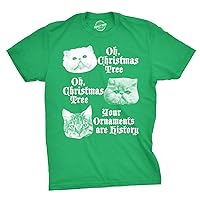 Mens Oh Christmas Tree Your Ornaments are History Tshirt Funny Cat Holiday Tee for Guys