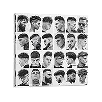 RCIDOS Men's Hair Guide Poster Hair Salon Poster Barber Posters (5) Canvas Painting Posters And Prints Wall Art Pictures for Living Room Bedroom Decor 12x12inch(30x30cm) Frame-style