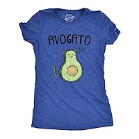 Womens Avogato Funny T Shirt Avocado Cat Cute Face Graphic Novelty Tee for Girls