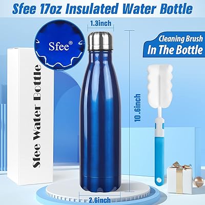 Sfee Insulated Water Bottle, 17oz Stainless Steel Water Bottles, Double  Wall Vacuum Reusable Water Bottles Leak Proof BPA-FREE Sports Bottle Cup  Keep
