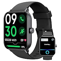 KALINCO Smartwatch for Men and Women, Fitness Watch 1.8 Inch with Phone Function, Fitness Tracker Alexa Voice IP68 Waterproof, SpO2 Sleep Monitor Pedometer, All-Day Stress Detection, 100+ Sports Modes