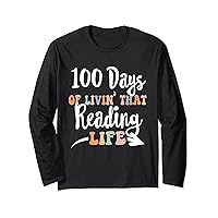 100 Days Of Reading 100th day of school for Literacy Teacher Long Sleeve T-Shirt