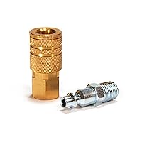 Primefit IK1001-2 1/4-Inch Industrial Brass Coupler Set with Male Plug, 2-Piece
