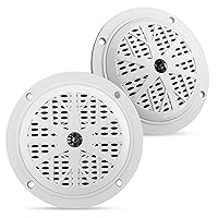Pyle 4 Inch Dual Marine Speakers - Waterproof and Weather Resistant Outdoor Audio Stereo Sound System with Polypropylene Cone, Cloth Surround and Low Profile Design - 1 Pair - PLMR41W (White)