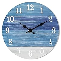 Foxtop Wall Clock - Beach Themed 9 Inch Wall Clocks Battery Operated Silent Non Ticking Round Coastal Wood Clock Decorative for Bedroom Kitchen Office