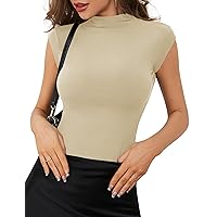 KTILG Women's High Neck Tank Tops Sleeveless Sexy Ribbed Knit Shirts Lightweight Blouse Fitted Girls Fashion Y2k