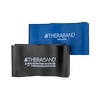 THERABAND Resistance Bands Set, Professional Elastic Band For Upper & Lower Body Exercise, Strength Training without Weights, Physical Therapy, Lower Pilates, & Rehab, Blue & Black, Advanced