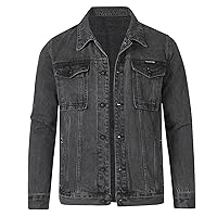 Men'S Denim Jackets Distressed Vintage Jean Jacket Single Breasted Windbreaker Slim Fit Denim Jacket Men Outerwear Coat