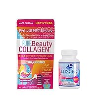 Pure Beauty Collagen Powder 100,000mg & LUXCENT Glutathione 60 Caps, Japan Made & Formulated - 1 Month Supply