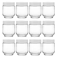 12 Pack 6oz Clear Glass Jars with White Lids for Spices, Party Favors, Jams etc.