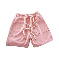 Girl Athletic Shorts Solid Sport Casual Mid Waist Leather Band Belt Fashion Lace Up Outer Dance Shorts Toddler
