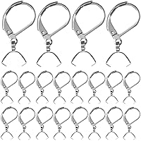 PAGOW 40pcs Stainless Steel French Earring Hooks Leverback Ear Wires Hypoallergenic with Pendant Clasp Earring Supplies for DIY Jewelry Making