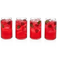 Libbey Classic Can Tumbler Glasses Set of 4, Clear Kitchen Glassware Sets for Beverages and Cocktails, Lead-Free, Cute Drinking Glasses, 16-Ounce
